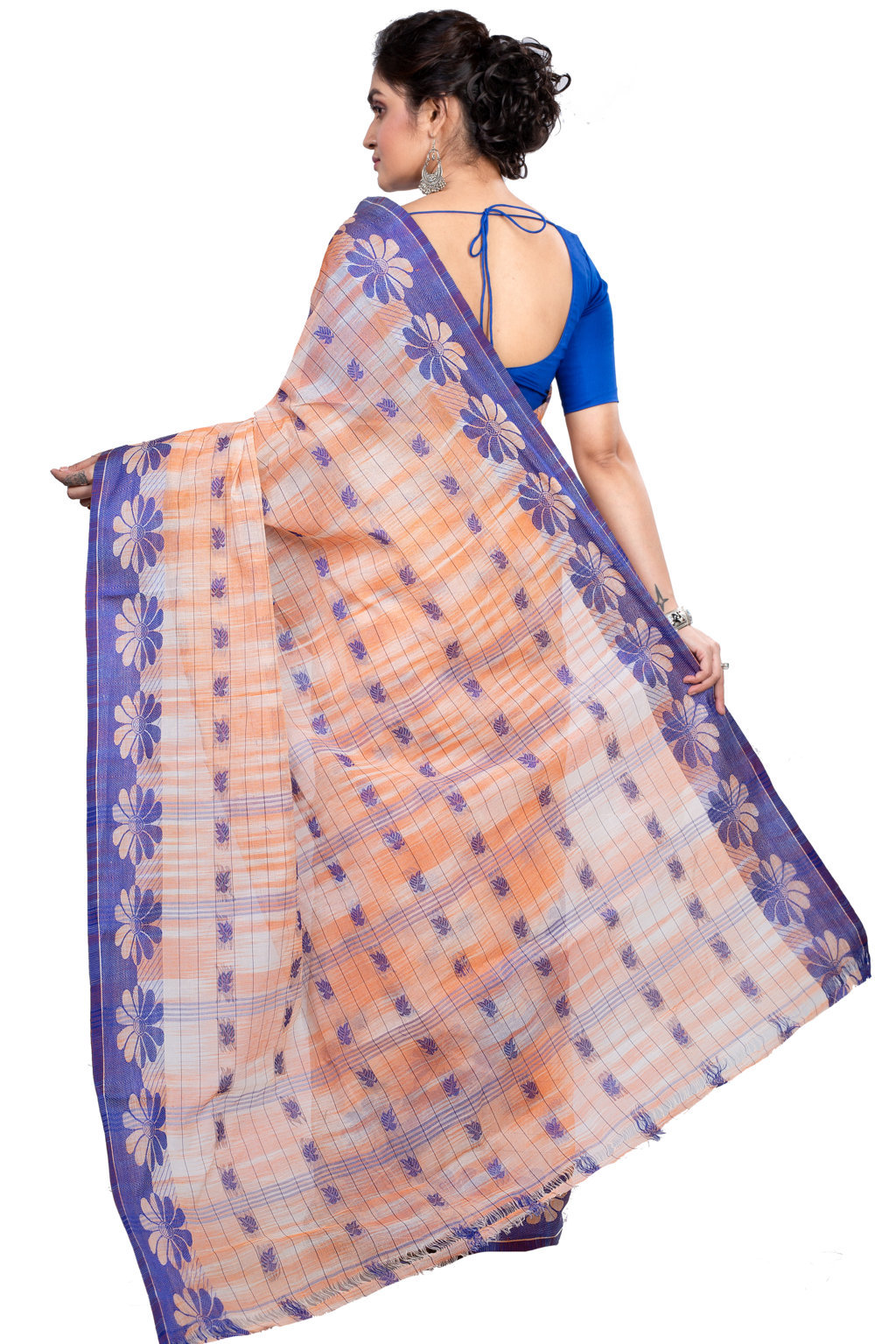 Light Orange Pure Cotton KotkiTat Tant Saree (892)